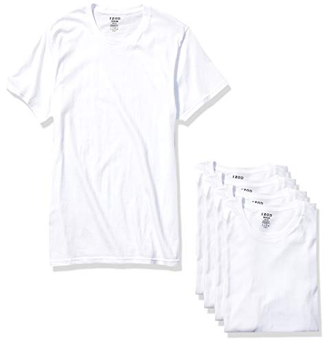 IZOD Men's 5 Pack Crew Tee, White/White/White/White/White, M