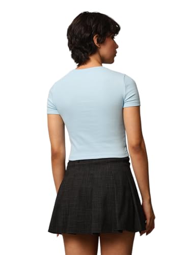Image of ONLY Women's Cotton Solid Regular Fit T-Shirt