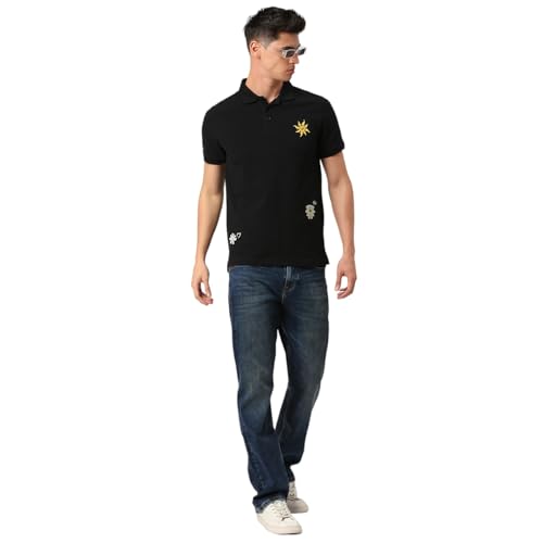 Image of Being Human Black Regular Fit Men's Polo T-Shirt Clothing