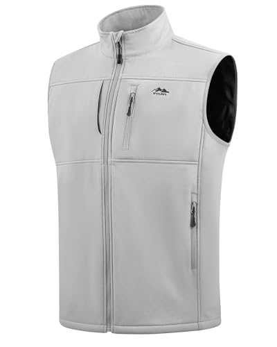 WULFUL Men's Windproof Lightweight Golf Vest Outerwear with Pockets Softshell