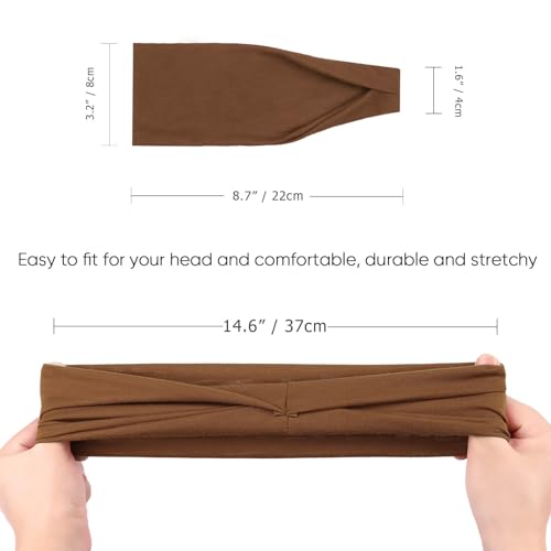 Image of DRESHOW 6 Pack Yoga Sports Headbands for Women Elastic Non-Slip Headbands Running Workout Hair Bands