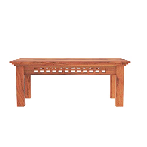 Image of Sheeshmiya Solid Wood Coffee Table for Living Room | Modern Wooden Center Table Low Height | Rectangular Sofa Tea Table with Strong Legs | Home Furniture Center Table (Honey Finish)