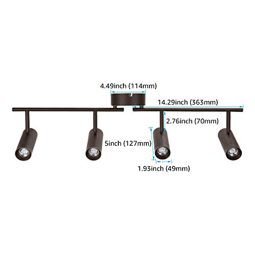 Leonlite 4 Light Led Track Lighting Fixtures Ceiling, Dimmable Track Light Kit, Directional Ceiling Spotlight, Anti-Glare, Adjustable Head For Accent Lighting, Oil Rubbed Bronze, 2700K Soft White #TOP6