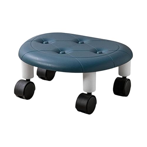Taburete de pedicura giratorio de 360 grados con ruedas y ruedas de polea, asiento de rodillo bajo, taburete bajo giratorio, portátil para el hogar, salón de uñas, spa