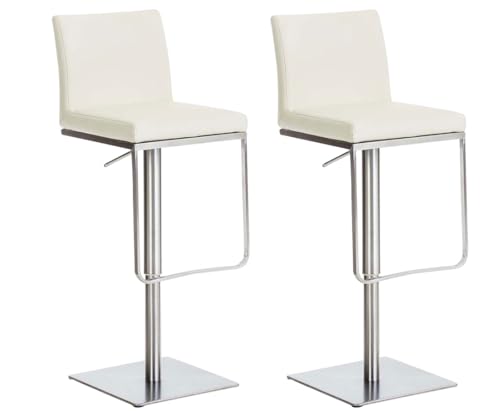 CLP Lot De 2 Tabourets De Bar Panama en Similicuir I Chaises Hautes De Bistrot Dossier Et Repose-Pied I Hauteur réglable Et Pivotantes, Couleur:crème, Couleur du...