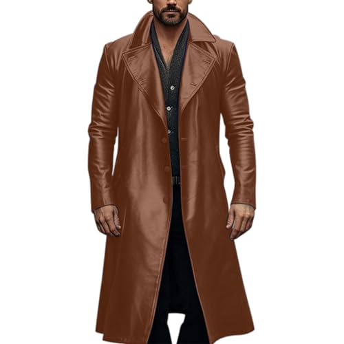 Gabardina metálica para hombre en piel sintética brillante de invierno