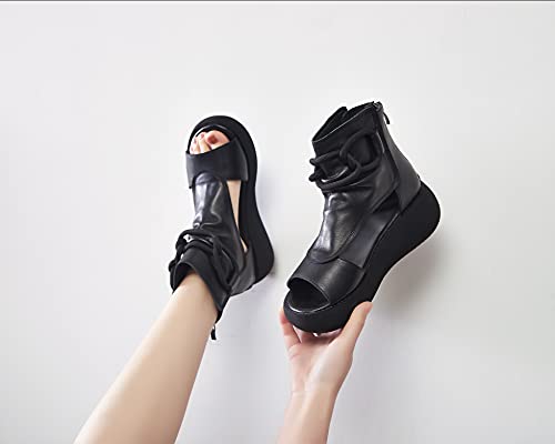 Women's High Top Leather Sandals Open Toe Boot Sandals for Women4