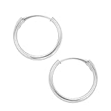 Aros plata mujer de 15, 20, 30 y 40mm - Pendientes aro hombre o mujer en plata de ley 925 que se envían en una cajita ideal para regalo - Aretes de 2mm de ancho (15mm)