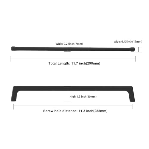 Image of Asidrama 6 Pack 11.3 Inch(288mm) Matte Black Cabinet Pulls Cabinet Handles Cupboard Handles Kitchen Cabinet Hardware for Cupboard Drawer Pulls
