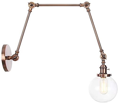 Industrial Retro Wall Lamp Three Long Arm Single Head E27 Socket Metal Wall Light Swing Arm Wall Sconce With Glass Shade Antique Brass Brushed Finish For Bedroom Indoor Kitchen Bar beautiful scenery