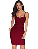 meilun Women's Celebrity Bandage Bodycon Strap Party Pencil Dress (S, Wine red)