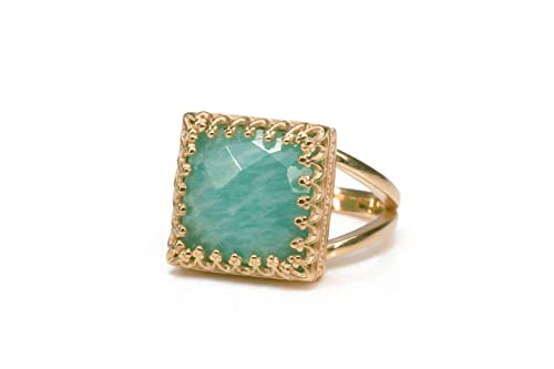 Bague en Amazonite Anemone accessoire quotidien élégant en or rose