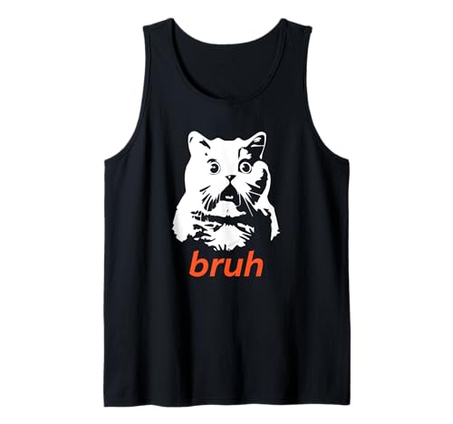 Divertido gato lindo dice Bruh ilustración Camiseta sin Mangas