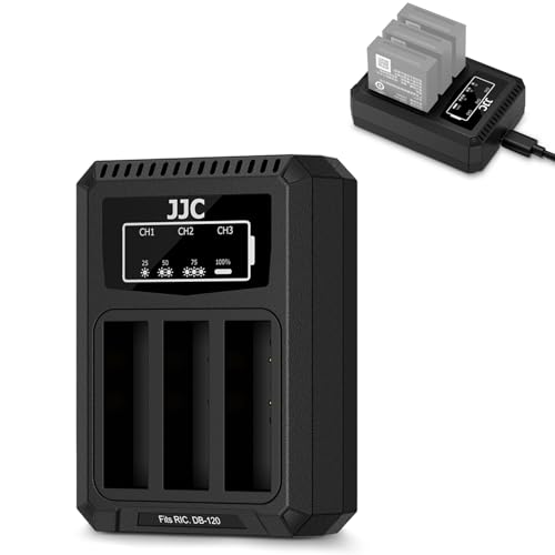JJC Triple Chargeur de Batterie de Type C pour Rioch DB-120 Batterie, remplace pour Ricoh BJ-12 Chargeur pour Ricoh GR IV et Autres appareils Photo numériques