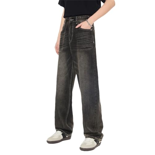 Men's High Street Hip Hop Wide Leg Loose Straight Dirty Pants Classic Retro Casual Jeans