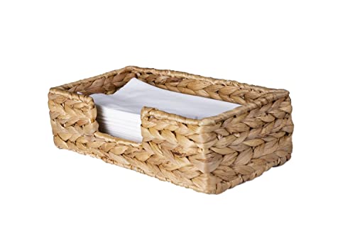 Rectangle Water Hyacinth Napkin Holders For Kitchen And Bathroom, Guest Towel Holder Tray For Bathroom, Paper Napkin Holder Flat, Wicker Bathroom Accessories, Basket for Napkins, Nature Napkin Holder