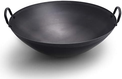 Cast Iron Wok Chef's Pot - 24 Inch High Capacity Cooking with 2 Pot Ears for Versatile Cooking