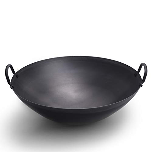 Cast Iron Wok Chef's Pot High Capacity Cooking Pot with 2 Pot Ear Versatile Cooking Nonstick Surface Cast Iron Pan