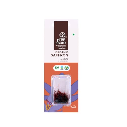 Image of Pure & Sure Organic Kesar (Saffron) 0.5G | Original & Pure Saffron /Kesar /Kumkuma Puvvu | No Additives & Chemical Free | Safe for Women to Consume & Other Uses