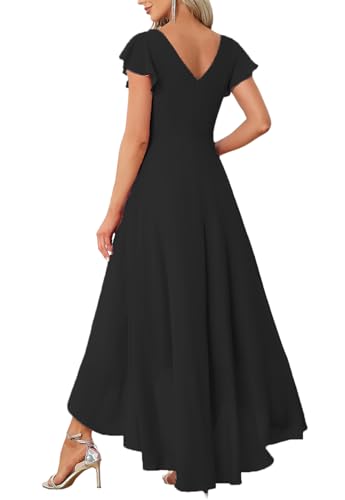 FairyLove Women Wedding Ruffle Dresses Flowy Puffy with Deep V Neck Pleated Hem Lantern Long Sleeve Bell Sleeves2