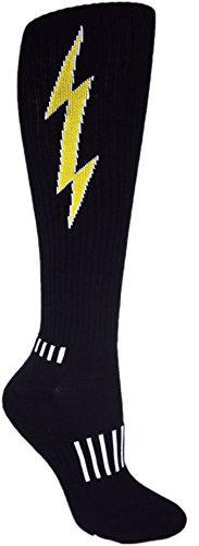 3-Pack Youth Black with Yellow and White Insane Bolt Soccer Socks2