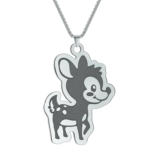 Collier faon inoxydable : bijoux animal mignon qui ne verdit pas la peau