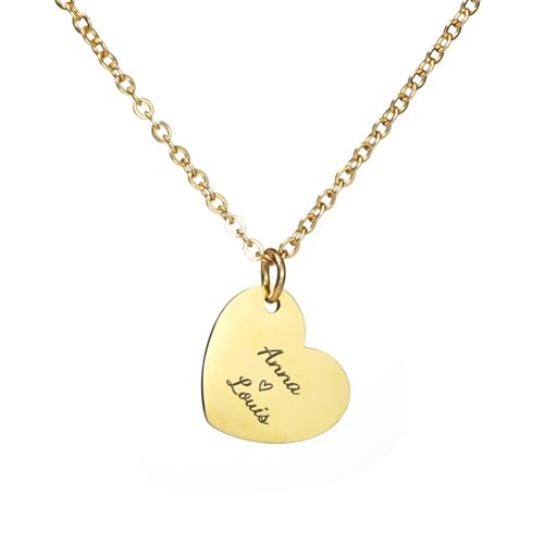 Générique Collier Cœur Personnalisé avec Prénom – Pendentif Gravé en Acier Inoxydable pour Femme – Cadeau Maman Personnalisé Fête des Mères,...