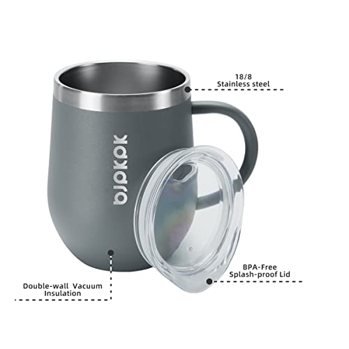 Image of BJPKPK 12 oz Stainless Steel Insulated Coffee Tumbler with Lid for Hot Drinks & Cold Drinks-2 Pack-Gray