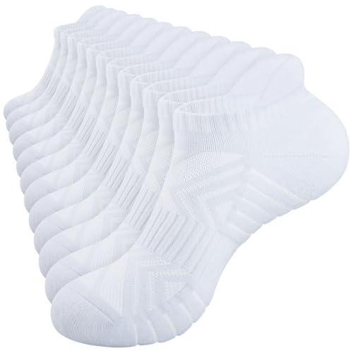 Benirap Mens Tranier Socks Cushioned Running Socks, Anti-Blister Cotton Ankle Sports Socks for Men Women Low Cut Breathable Athletic Socks(6 Pairs)