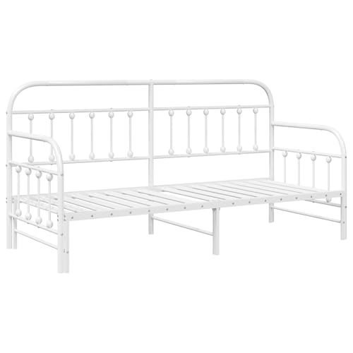 vidaXL Estructura de Cama de Metal Moderna con Cama Nido Blanca de Acero Tamaño Individual 75X190 cm Ideal para Cuarto de Invitados Solución de Ahorro de Espacio Diseño Elegante y Duradero