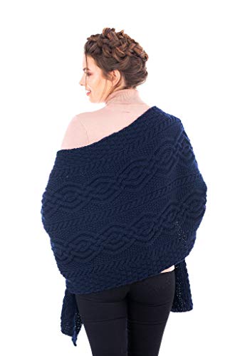 SAOL 100% Irish Merino Wool Warm Classic Cable Wool Wrap 67'' x 19'' (170 x 48 cm)4