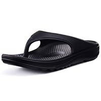 shevalues Orthopedic Sandals for Women Arch Support Recovery Flip Flops Pillow Soft Summer Beach Shoes, Black 42 (10.5-11.5 Women/9-10 Men)