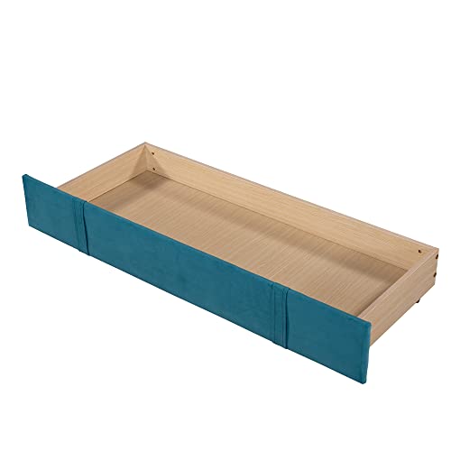 Queen Size Velvet Upholstered Platform Bed With Storage Drawer, Pine Wood Bed Frame Mattress Foundation No Box Spring Needed (Blue), Ckf-005 #TOP7