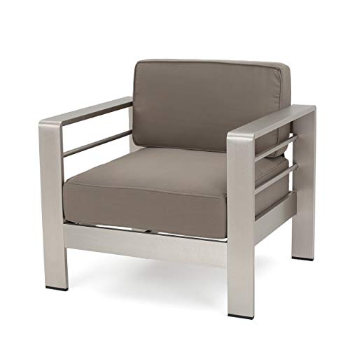 Christopher Knight Home Cape Coral Outdoor Chat Set With Fire Table, 5-Pcs Set, Khaki / Dark Grey #TOP2