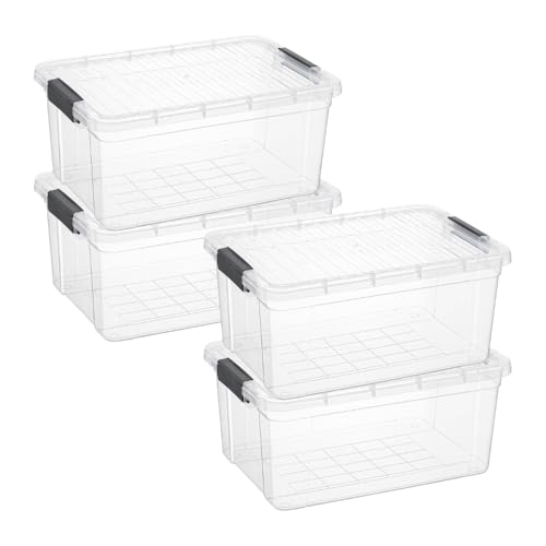 Image of Superio Storage Bins with Lids, Clear Plastic Containers for Organizing, Stackable Totes, BPA Free, Odor Free, Organizer Boxes for Home, and Dorm (4 Pack, 36 Qt)