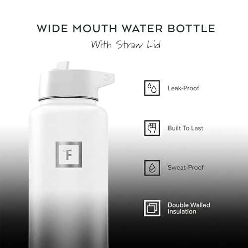 Image of IRON FLASK 40 oz Wide Mouth Water Bottle with Straw | Insulated Stainless Steel Sports Water Bottle with Leakproof Straw Lid - BPA Free, Cold 24 Hrs, Sweat Free (Day & Night)