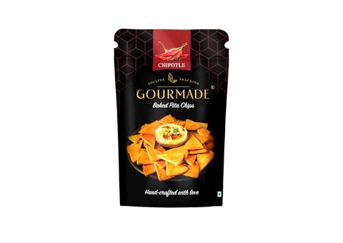 Image of Gourmade Soulful Snacking Pita Chips Olive & Herbs and Chipotle | Baked Pita Bread | Baked, 250g(each Pack 125g) |Dip Starter |Travel Snack|Mediterrianean Pita Bread |Nachos & Tortillas