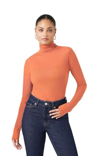 Image of Emmalise Womens Turtleneck Top Long Sleeves Fitted Ribbed Top