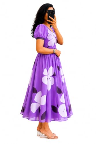 Image of Georgette Maxi Dress for Women & Girls Stylish Long Midi Dress for Casual Party & Fashion Look