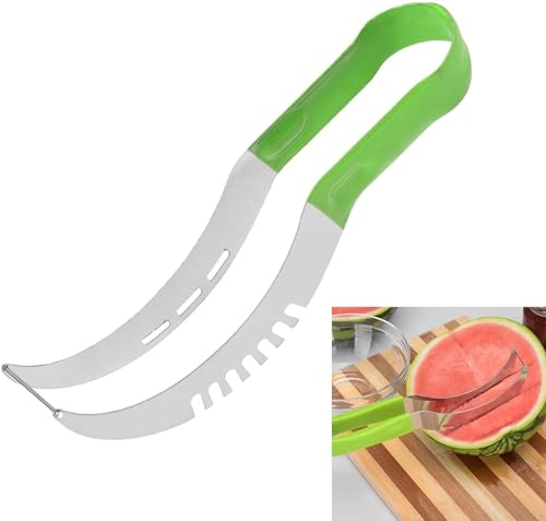 2024 Neu Wassermelonen Schneider, Watermelon Cutter Slicer, Edelstahl Safe Wassermelone Messer, Spaß Obst Salat Melone Cutter für Küche Gadget