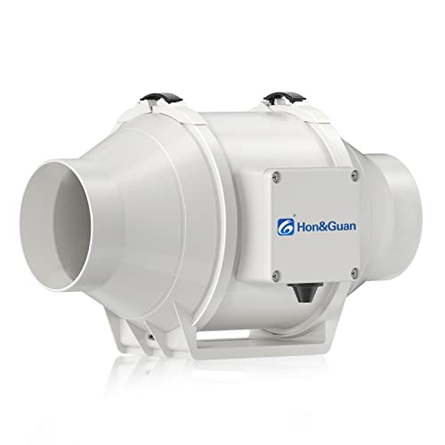 Hon&Guan 125mm Rohrventilator Mischdurchfluss Rohrlüfter mit Starker Abluft System 284m³/h für Büro, Bad, Halle, Hydroponic Zimmer (ø125mm standard)