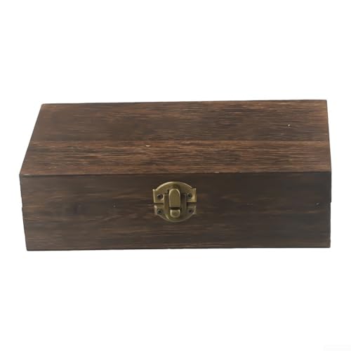 Boîte de rangement rectangulaire en bois naturel pour bijoux, thé, café ou articles essentiels de bureau avec couvercle hermétique et boucle en métal...