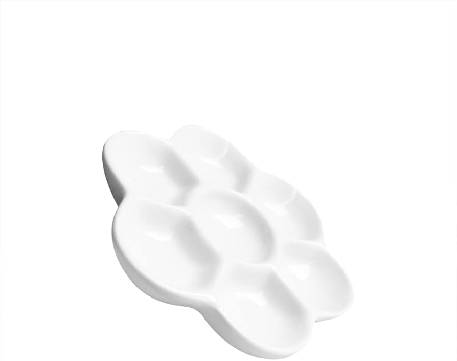 Flower-Shaped Ceramic Watercolor Palette - 3.4 Inch Glazed Paint Mixing Tray