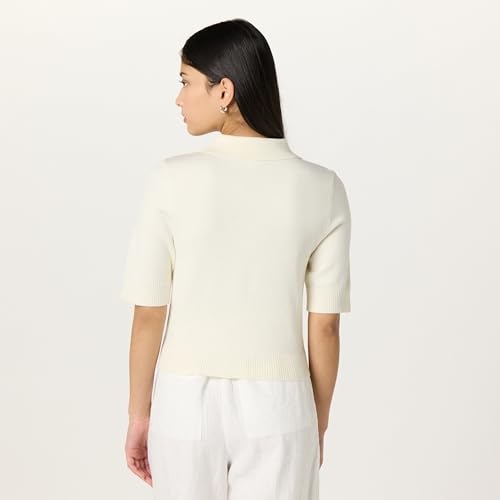 The Drop Women's Gero Short Sleeve Splitneck Polo Sweater Tee2