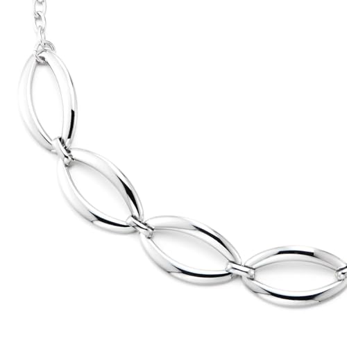 COOLSTEELANDBEYOND Oval Link Collar Necklace, Open Link Chain Necklace, Silver-Tone Statement Necklace, Fashion Jewelry3