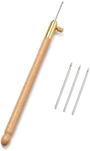 Tambour Hook with 3 Needles 80# 100# 120#, Tambour Embroidery Hook Needle Kit for Embroidery Sewing Beaded Designs Beadwork Sequin Crafting, Crochet Hook Kit Sequin Beads Needle Set