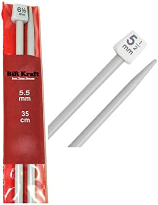 BiR Kraft 2 x 35cm Long Plastic Knitting Needles Single Pointed Needles 5mm, 5.5mm, 6mm, 6.5mm, 7mm, 7.5mm, 8mm, 9mm & 10mm (2 x 5mm)