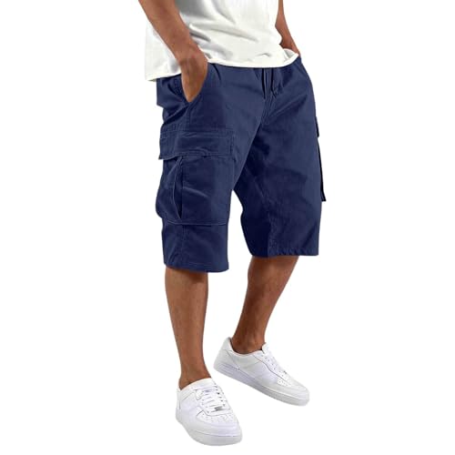 Short cargo pour homme bleu marine XXL pantalon court d'été avec poches