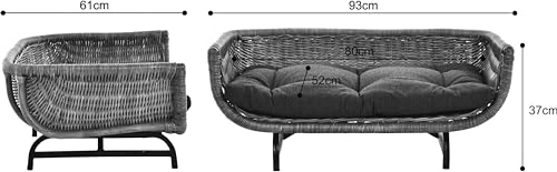 Krines Home Exklusiver Retro-Design Hundekorb Hundebett Tierkorb Haustier Bett Groß aus Rattan mit Kissen/Modernes Bett für Katzen und Hunde Grösse XL (Honig)