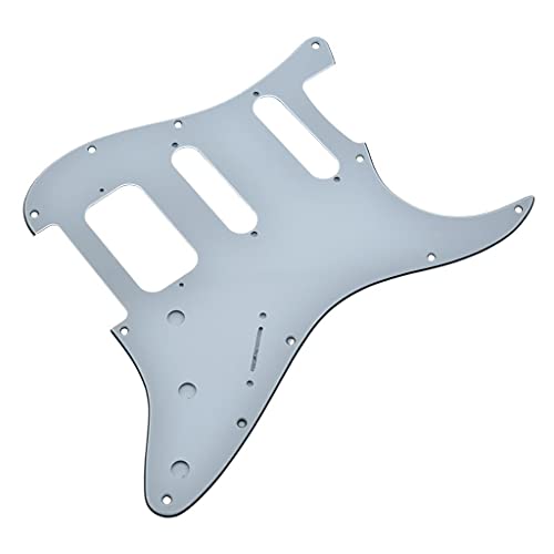 Image of Dopro 11-Hole Strat HSS Guitar Pickguard 2-Screw Humbucking Pickup Mount Fits American Fender Stratocaster White 3 Ply